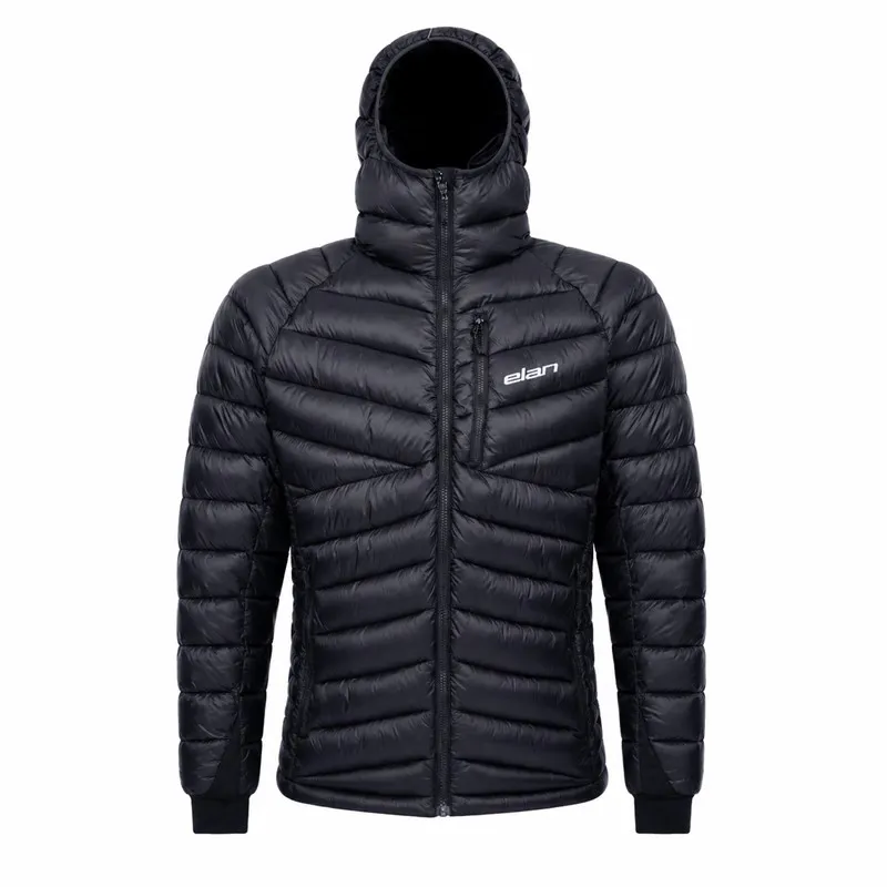 Men's black quilted jacket ELAN BLACK with hood and warm recycled filling